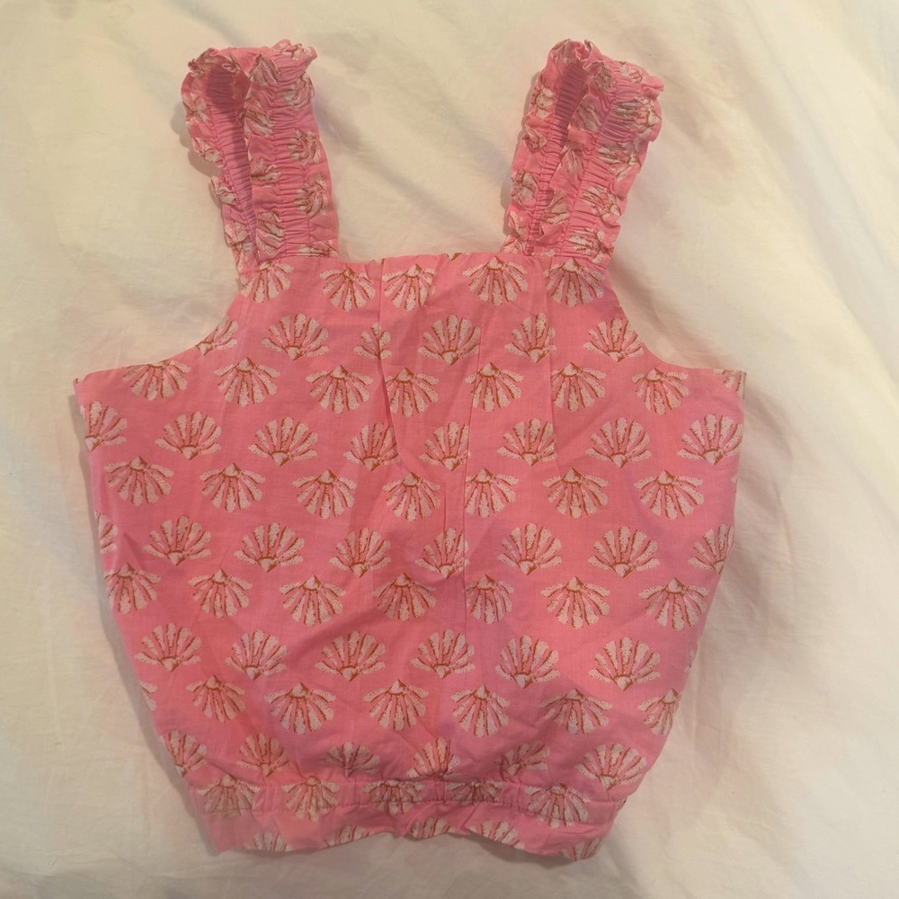 Girls Pink & White Shell Crop Top Size 8